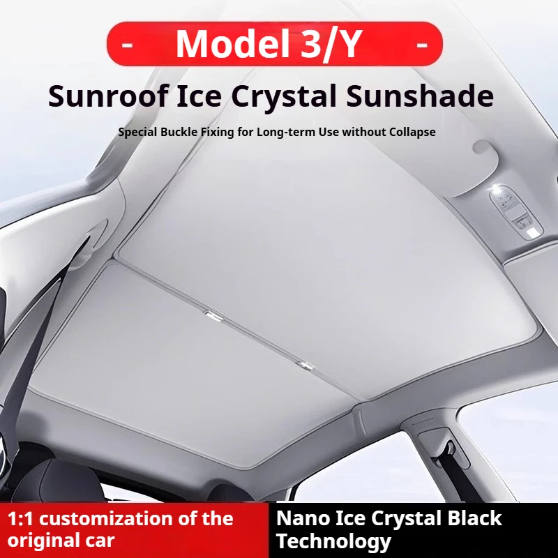 

For Tesla Model 3 Highland Model Y Sunroof Sunshade Canopy Sun Shield Sunscreen Ice Crystal Car Roof Modification