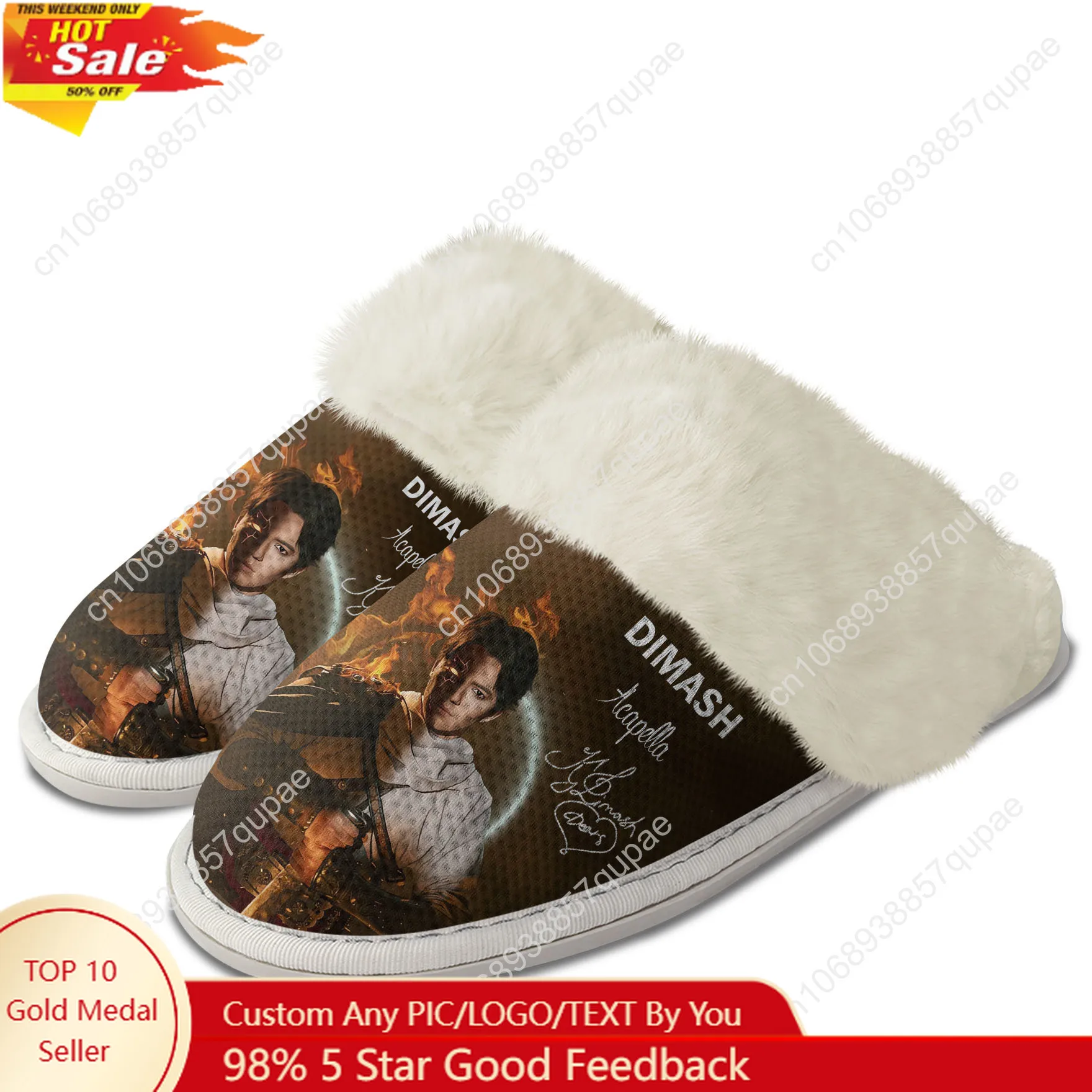 

Dimash Qudaibergen Kazakh Male Singer Plush Slippers Keep Warm Shoes Mens Womens Home Cotton Bedroom Slipper Custom Shoes