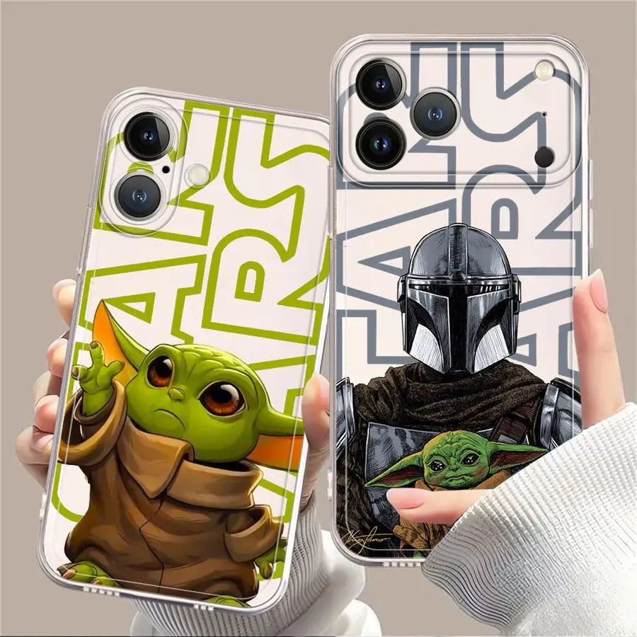 Capa para iPhone 17 Pro Max 15 14 Plus 11 16 13 Pro XR 12 Mini XS Max 7 8 Capa de Telefone Macia Star Mandalorians W-Wars