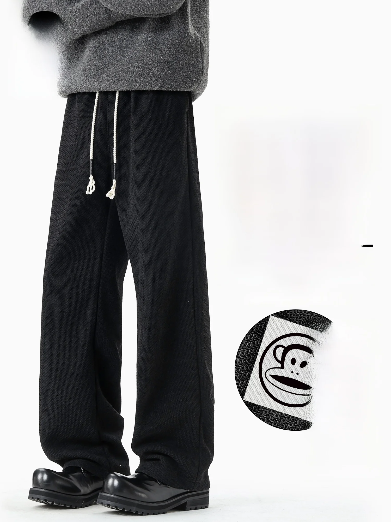 

PaulFrank Heavyweight Drapey Fce Lined Casual Pants Men's Spring New Loose Thiened Sports Long Trousers Straight Leg mid...