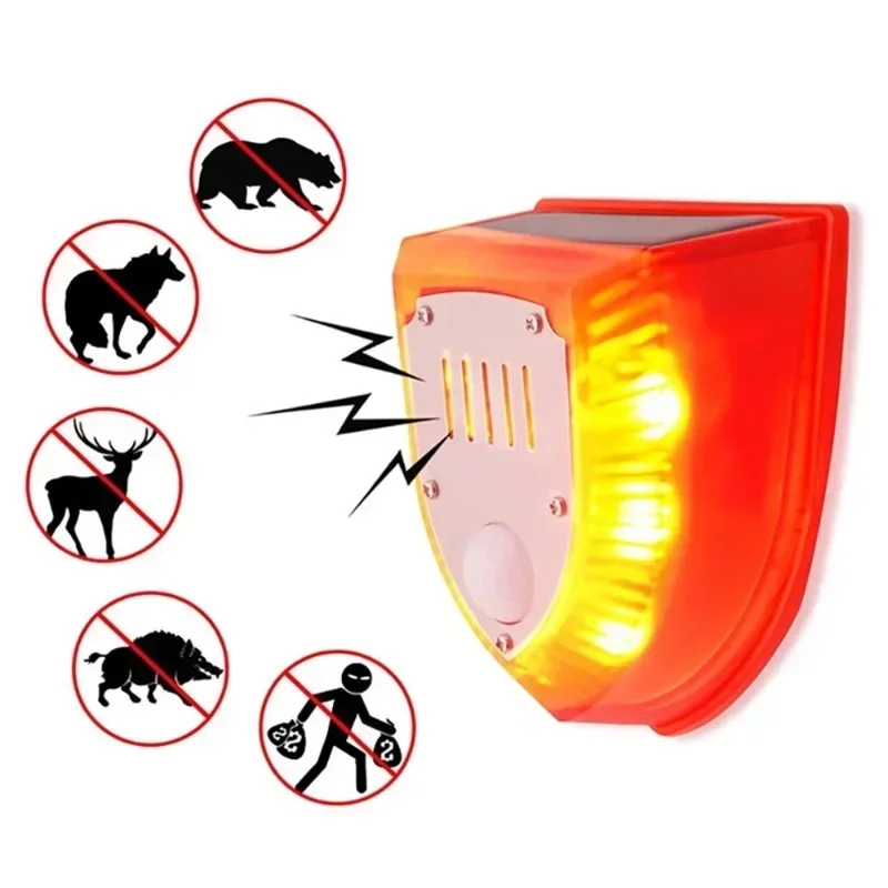 Imagem -03 - Animal Repelente Alarme Controle Remoto Anti-selvagem Javali Drive Profissional Anti-roubo Piscando Luz de Alarme Sirene Sensor