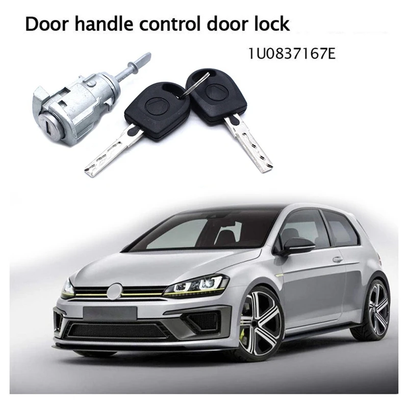 Left Front Driver Side Door Lock Cylinder With 2 Keys 604837167 1U0837167E For Golf 1997-2006 Jetta 1997-2005