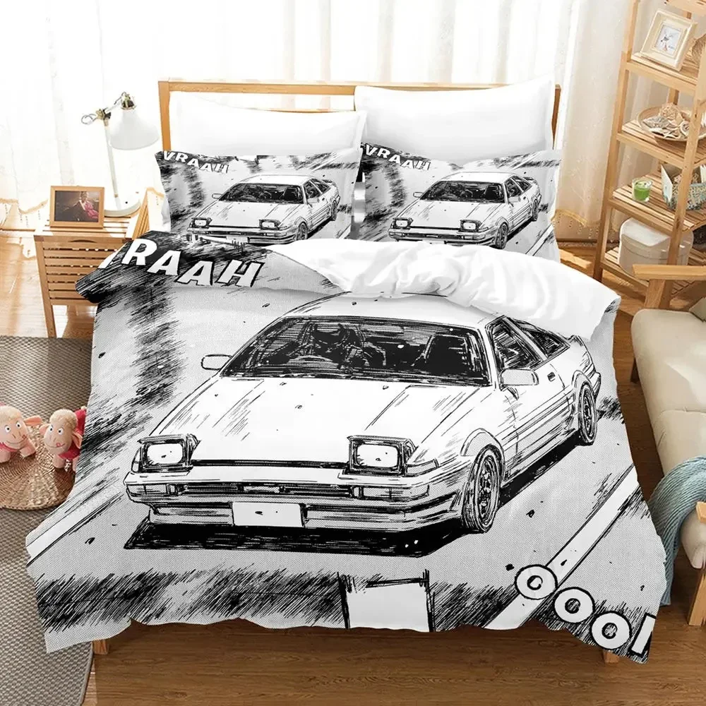 Initial Ae86 Boys Bedroom Bedding Set Single Twin Full Queen King Size Aldult Duvetcover 3D Anime Bed Sheet Set