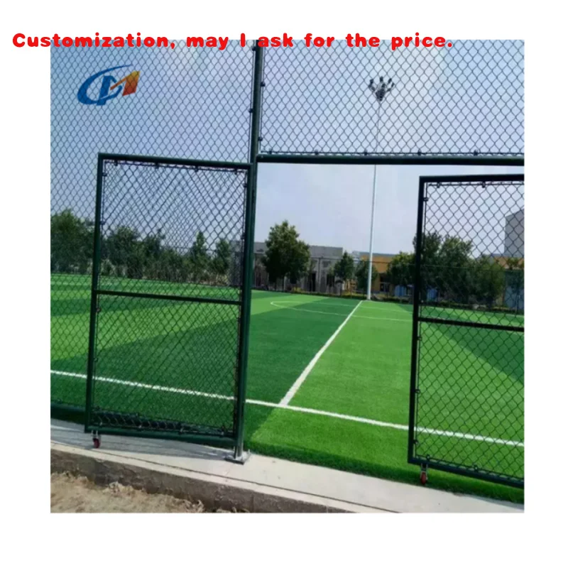 custom.Easily Assembled Chain Link Wire Mash Fence And Gate Tennis/Basketball/Soccer Court Stadium Fence with Steel Iron PVC Pan
