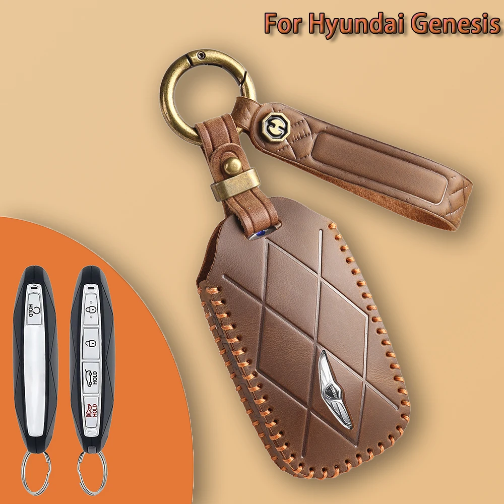 For Hyundai Genesis G80 2023 2024 2025 G70 G90 G90RS4 GV60 GV80 Auto Accessory New Leather Car Key Cover Smart Remote Fobs Case 