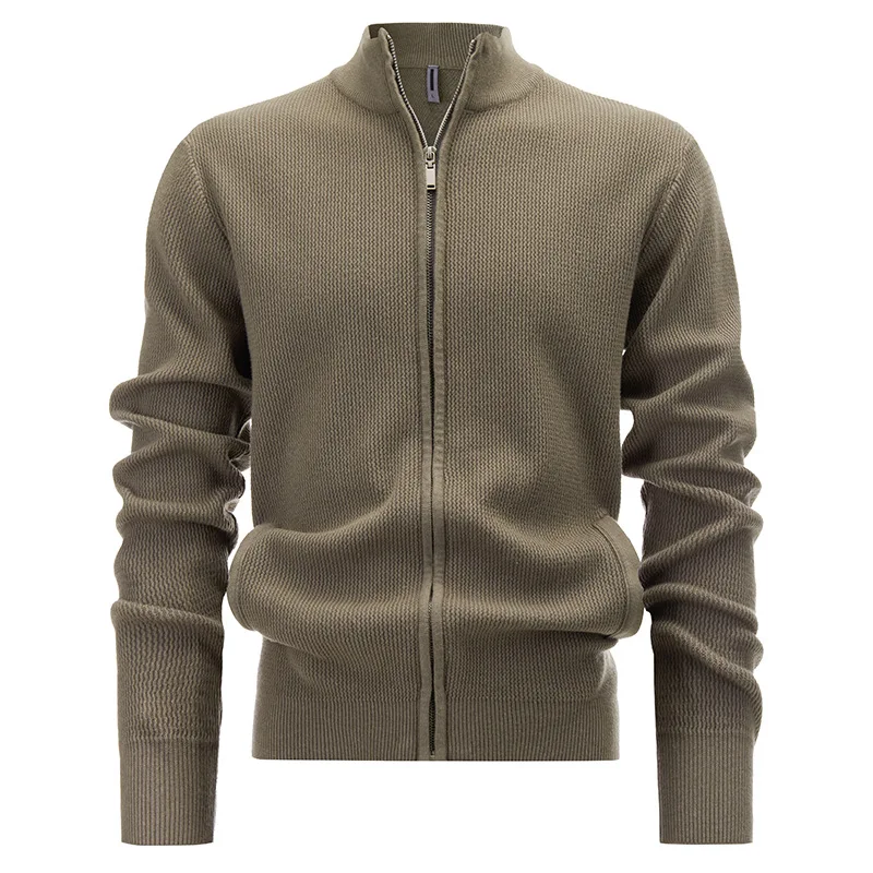 

Autumn and winter sweaters, spring and autumn simple cardigans, men's sweater zipper solid color round neck slim fit sweater
