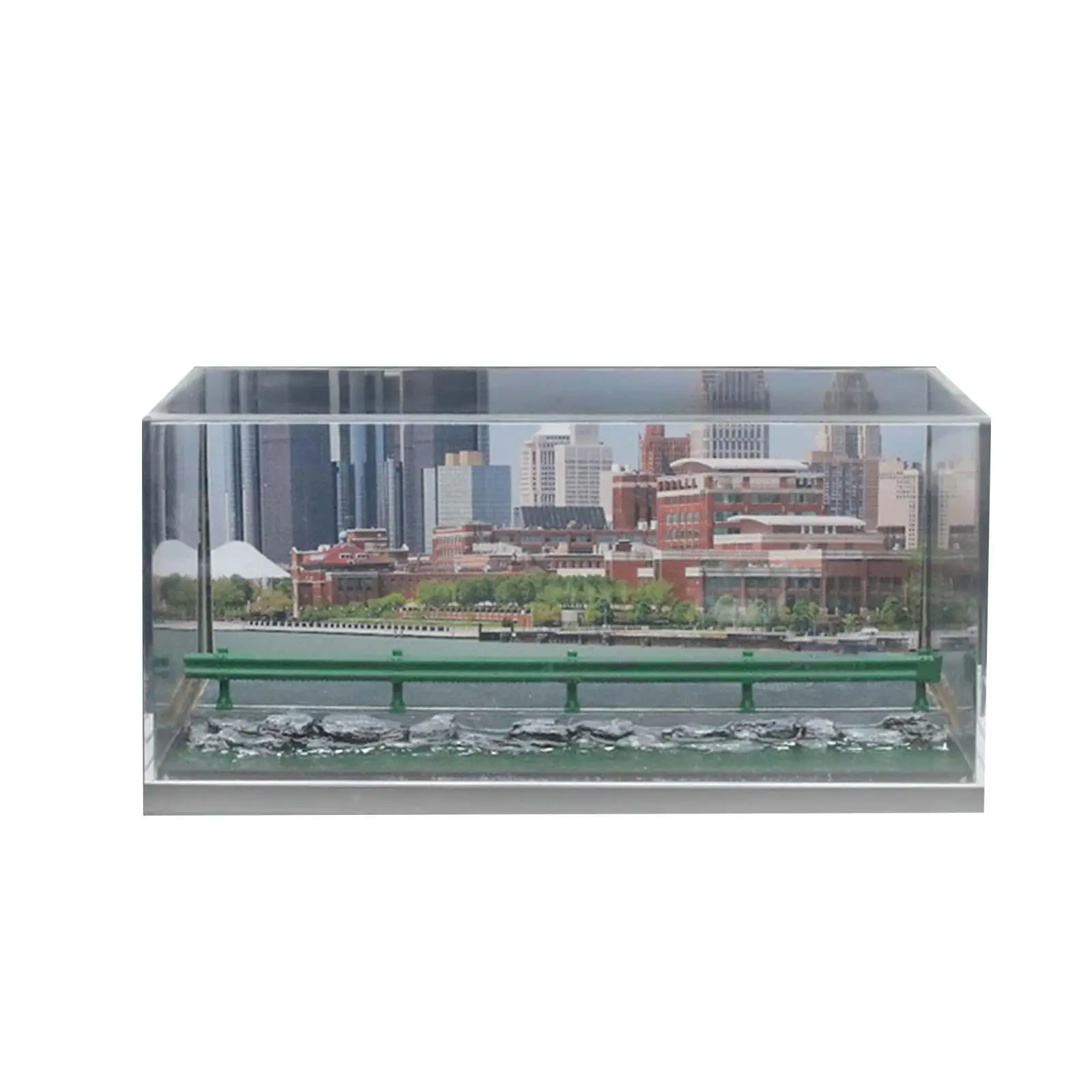 1/64 Car Scene Model with Storage Box Building Gift Green Field Tracking Backdrop Parking Scenery for Figures Collections