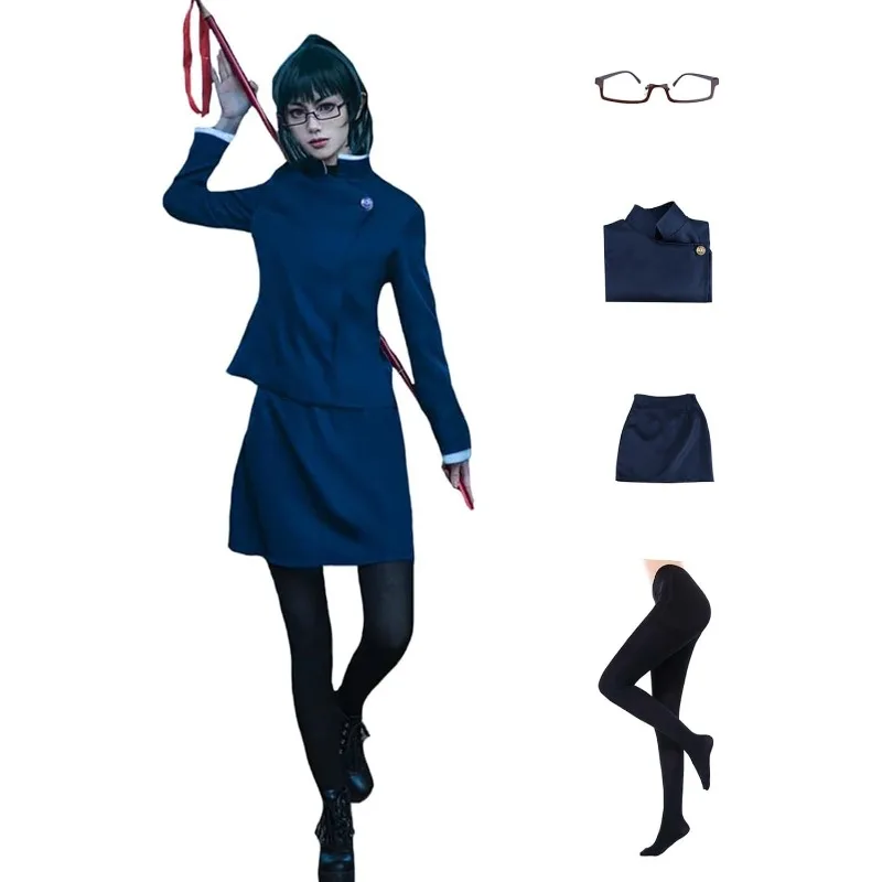

Anime Zenin Maki Cosplay Costume Japanese School Uniform Skirt Dress Wig Glasses Suit for Girls Women Halloween Party Outfits