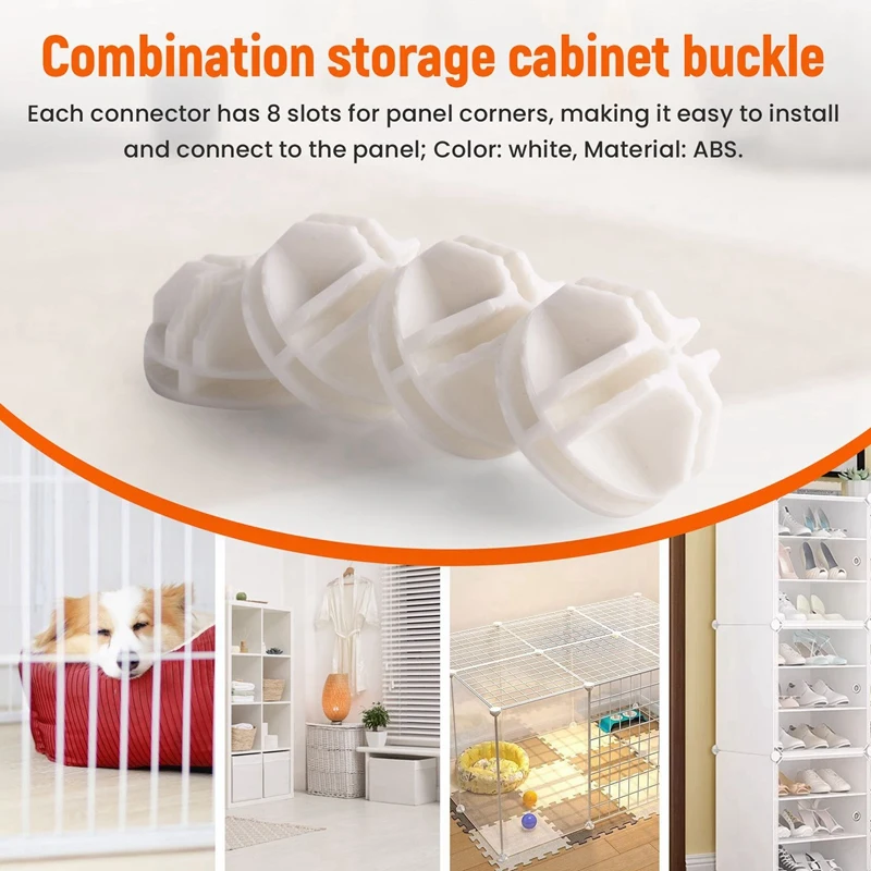 20 Pcs Grid Cube Connector Abs Connectors For Wire Cube Storage Shelving (White)