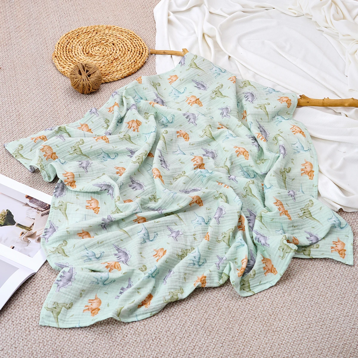 

Elinfant 1PC Muslin Swaddle Blankets Crepe Cloth 100% Cotton Newborn Swaddle Wrap Soft Cozy Bath Towel Swaddle Blankets