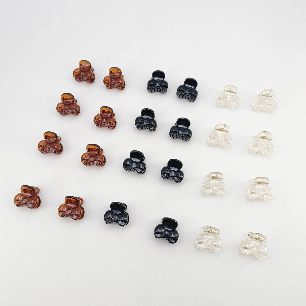 10/20/50/100 PCS Haarklammern für Frauen 2 cm kleiner Bogen Schwarz Braun Transparenter Kunststoff Mini Haarnadel Haarspangen Haarzubehör