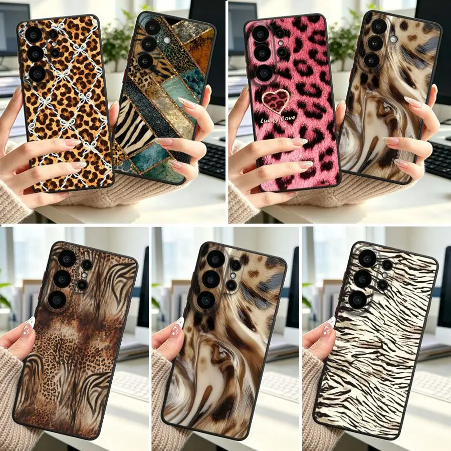 Fluid Leopard Print Funda Back Phone Cover Case for Samsung Galaxy S26 S24 Plus S23 FE S21 Note 20 Ultra 10+ S22 S20 FE S25
