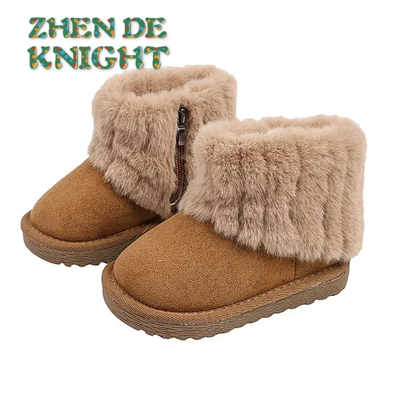 Зим Dann Богакига80) Komfortable Mädchen-Schneestiefel mit weicher Sohle Warme Turnschuhe Kinderschuhe Einfache Winterstiefel mit Baumwolleinlagen