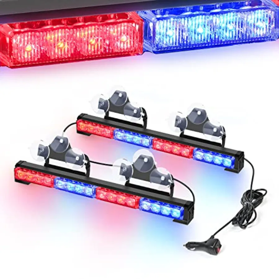 

Аварийный световой маячок Traffic Advisor 2-в-1, 17 дюймов, 32 светодиода, 23 режима мигания, направленные предупреждающие фонари безопасности с прикуривателем