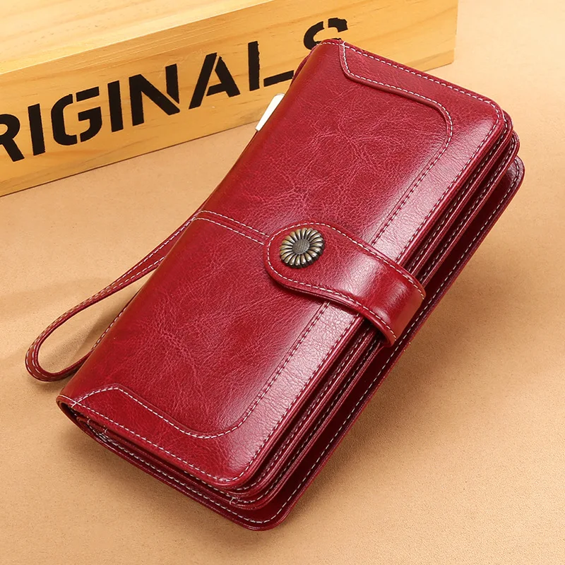 

2023 New Genuine Leather Women's Wallet Rfid Long Large Capacity Handheld Bag Cowhide Multi Functional Card Holder Wallet