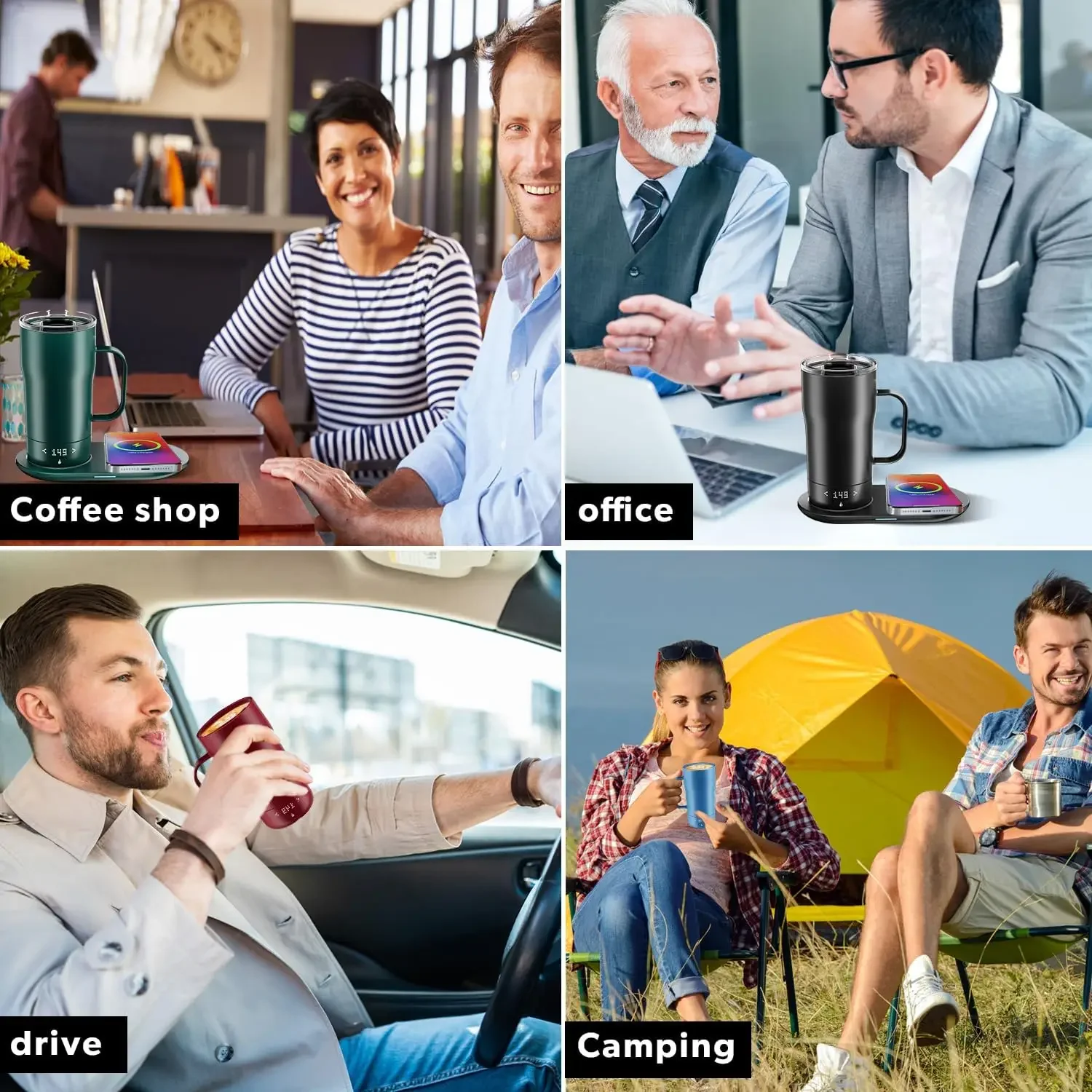 Self Heating Coffee Mug 18 Oz Temperature Control Heated Coffee Mug App Controlled Warmer Mug 5-10 Hour LED Display Keep Coffee