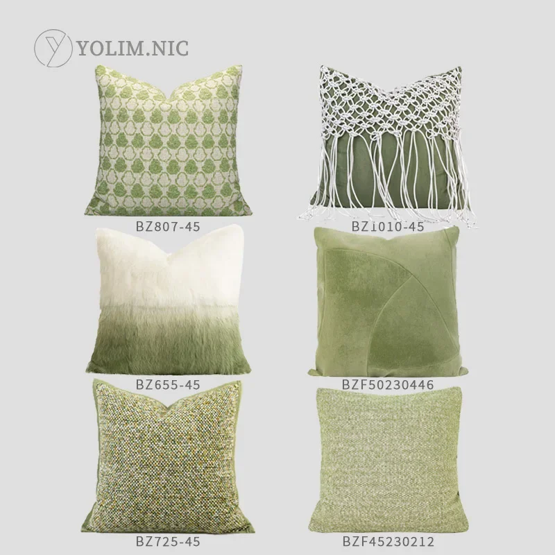 45X45/50X50CM Green Throw Pillow Cover Fresh Nordic Stamping Waist Cushion Cover Decor Home Decorative Pillowcase