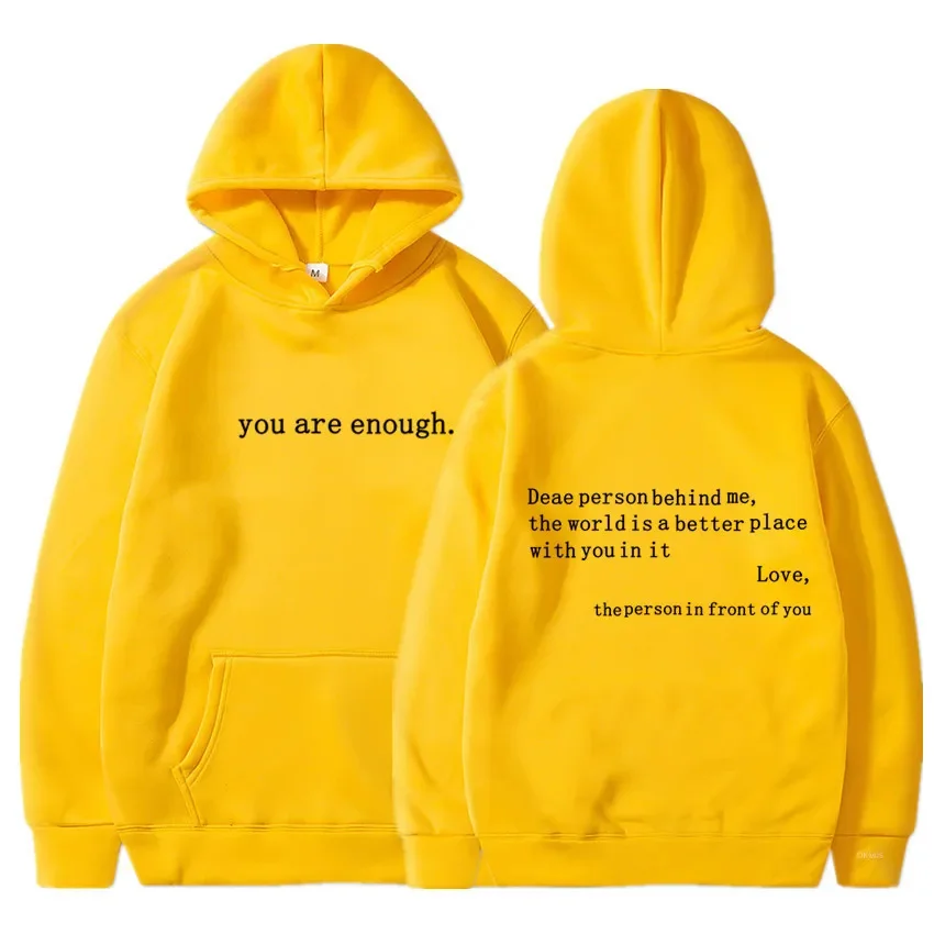 new top fashion Dear Person Behind Me Hoodie With Kangaroo Pocket Pullover Vintage Aesthetic Words on Back Unisex Trendy