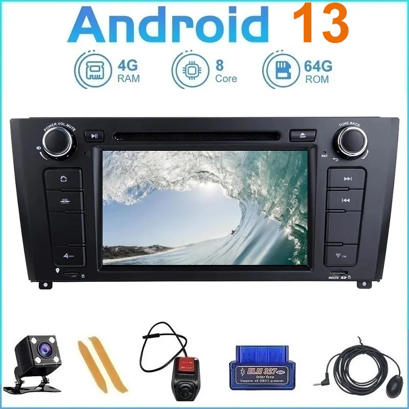 

4GB RAM 64G Eight Core 1Din Android 13.0 Car Radio DVD For BMW E87 BMW 1 Series E88 E82 E81 I20 Multimedia Player GPS Navigation