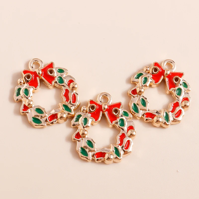 10 Stück Mix Emaille Weihnachtsanhänger für Schmuckherstellung Weihnachtsmann Baum Hirsch Hut Charms Anhänger für DIY Halsketten Ohrringe Geschenke – Detail 25