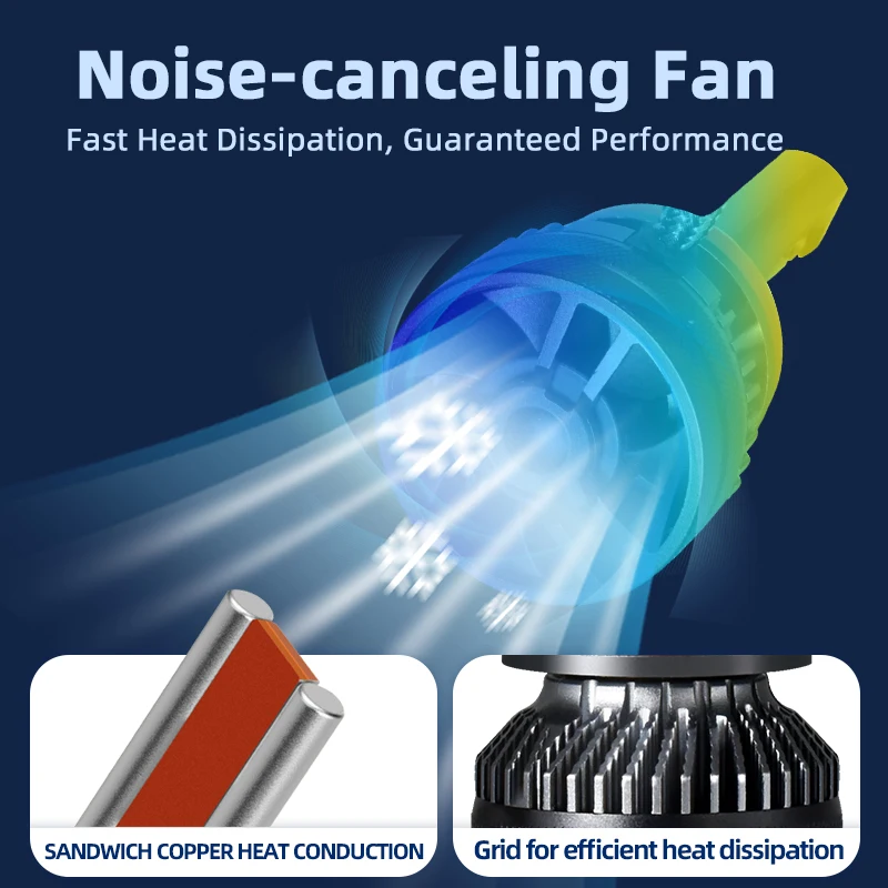 حياة طويلة K6C LED قوية H1 H7 H4 H11 H8 9005 9006 9012 HB3 HB4 HIR2 880/H27 4300K 6000K 110W/2 قطعة لأضواء المصباح الأمامي للسيارة