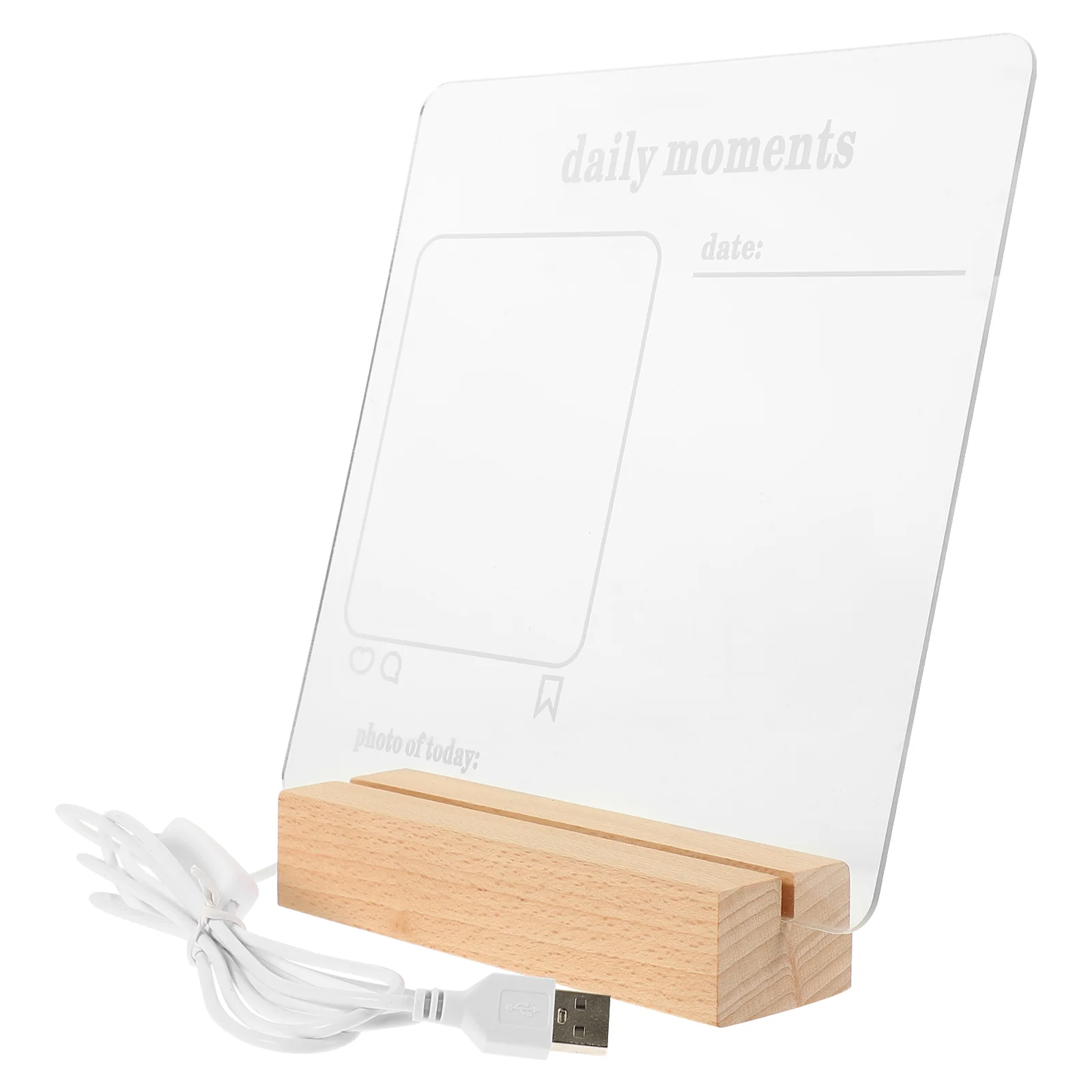 Lighted Dry Erase Board Note Lamp to Write on Office Whiteboard Writing Acrylic Beech LED