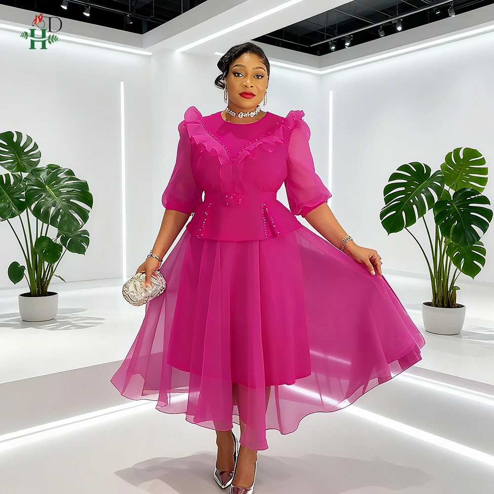 

African Clothes Plus Size For Women Elegant Fashion Dresses Turkey Party Maxi Dress Daily Ankara Dress Summer Gauzy Boubou Skirt