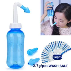 300ml Nose Wash Cleaner Wash Salt Nasal Irrigator Rinse Bottle Nose Care Child Adult Nasal Sinusite Allergic Rhinitis Treatment