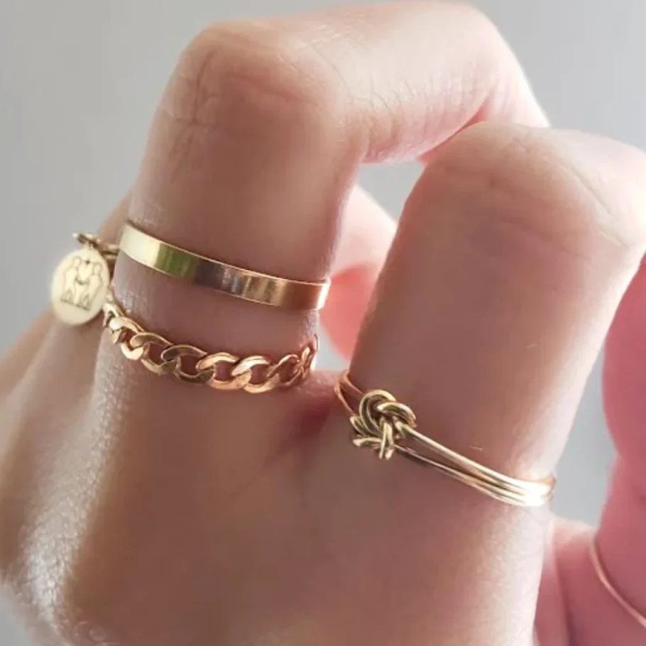 Knot Ring14K gold filled Knuckle Ring Boho Gold Jewelry Anillos Mujer Minimalistic Stacking Bohemian Ring for Women