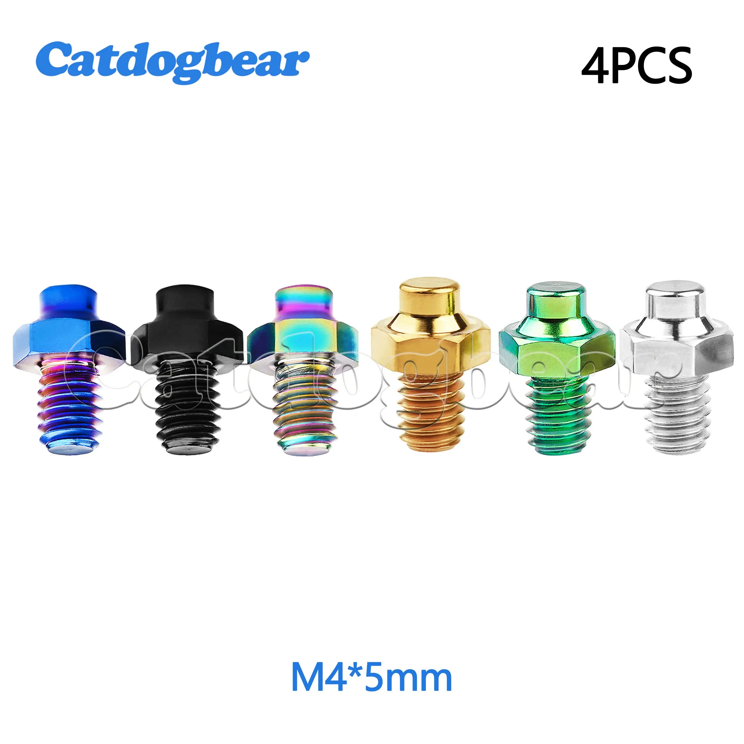 Catdagbear Titanium Pedal Bolts  M4x5mm  Anti-Slip For Mountain Road Bike Cycling Ultra-light Hexagon  Screws  4pcs