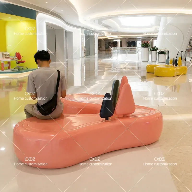 FRP Seats Grove Public Leisure Chairs for Shopping Malls Office Buildings Paint Resin Furniture