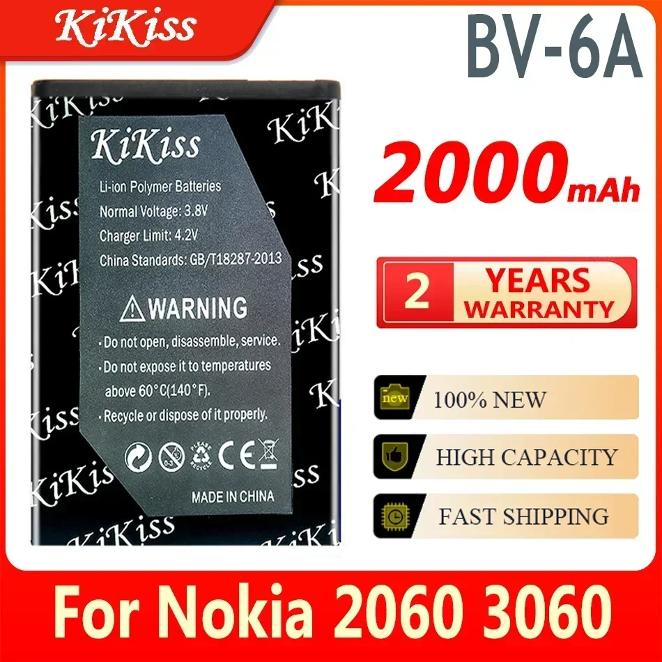 

KiKiss Battery for Nokia Banana 2060 3060 5250 C5-03 8110 4G BV-6A Batteries