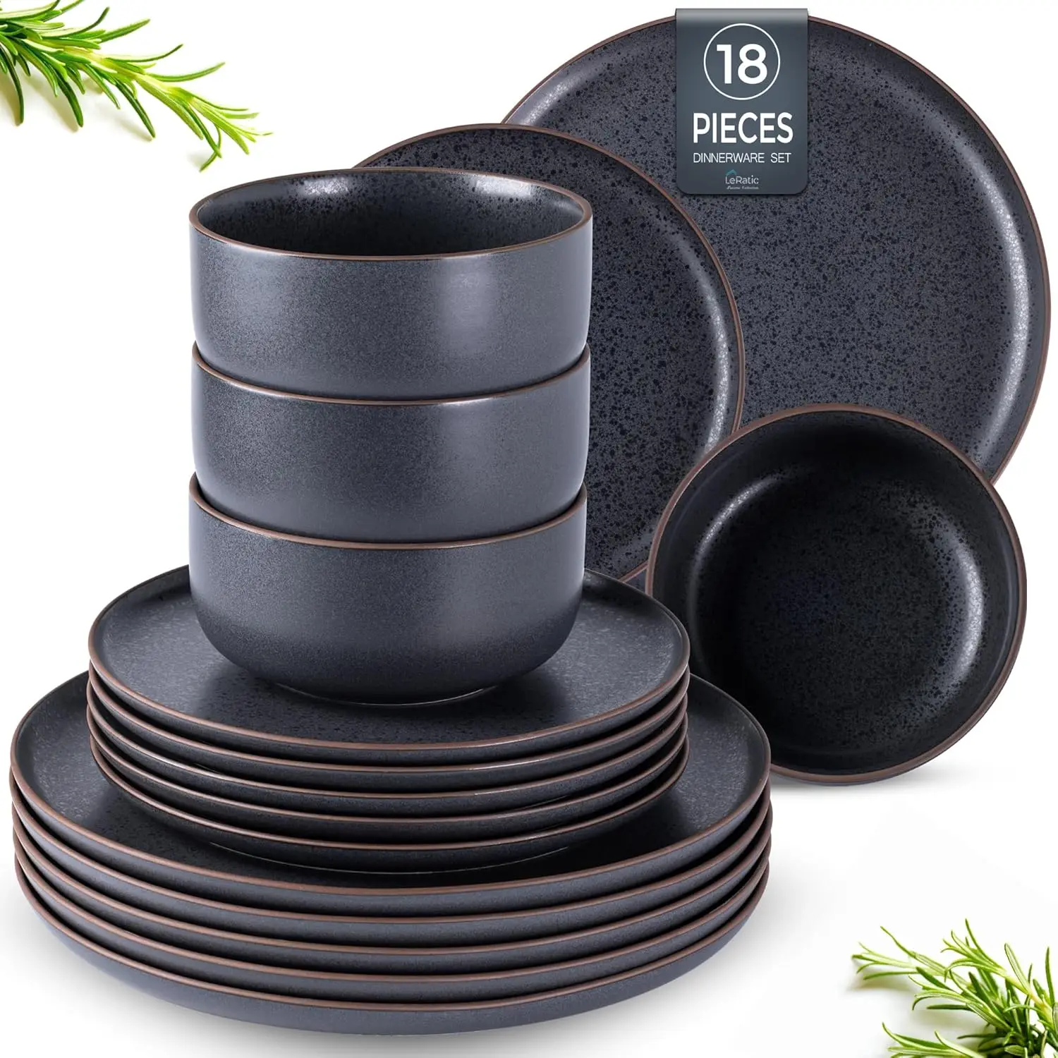 

Stoneware Dinnerware Sets for 6,Handcarft Ceramic Plates and Bowls Sets,Chip and Scratch Resistant Dishes, Dishwasher & Microwav