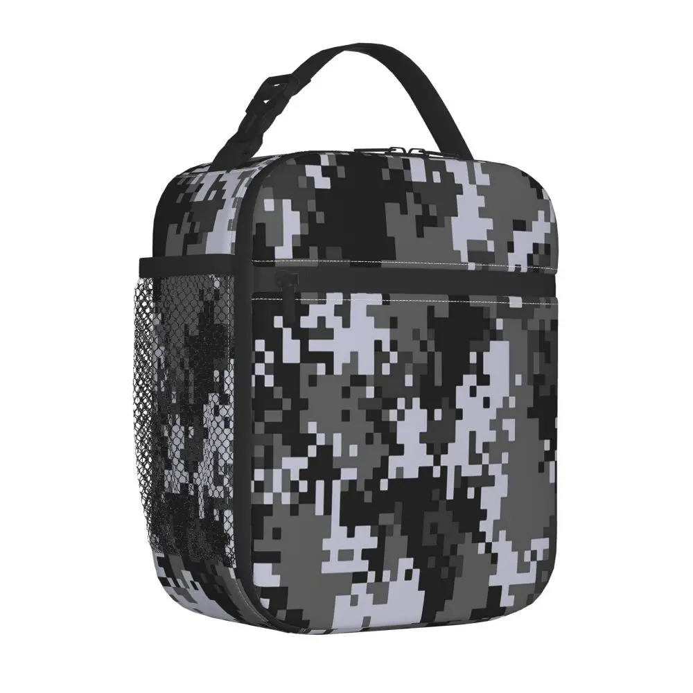 Pixel Mosaic Camouflage Insulated Lunch Bag for Women Children Portable Food Boxes Thermal Lunch Box Tote