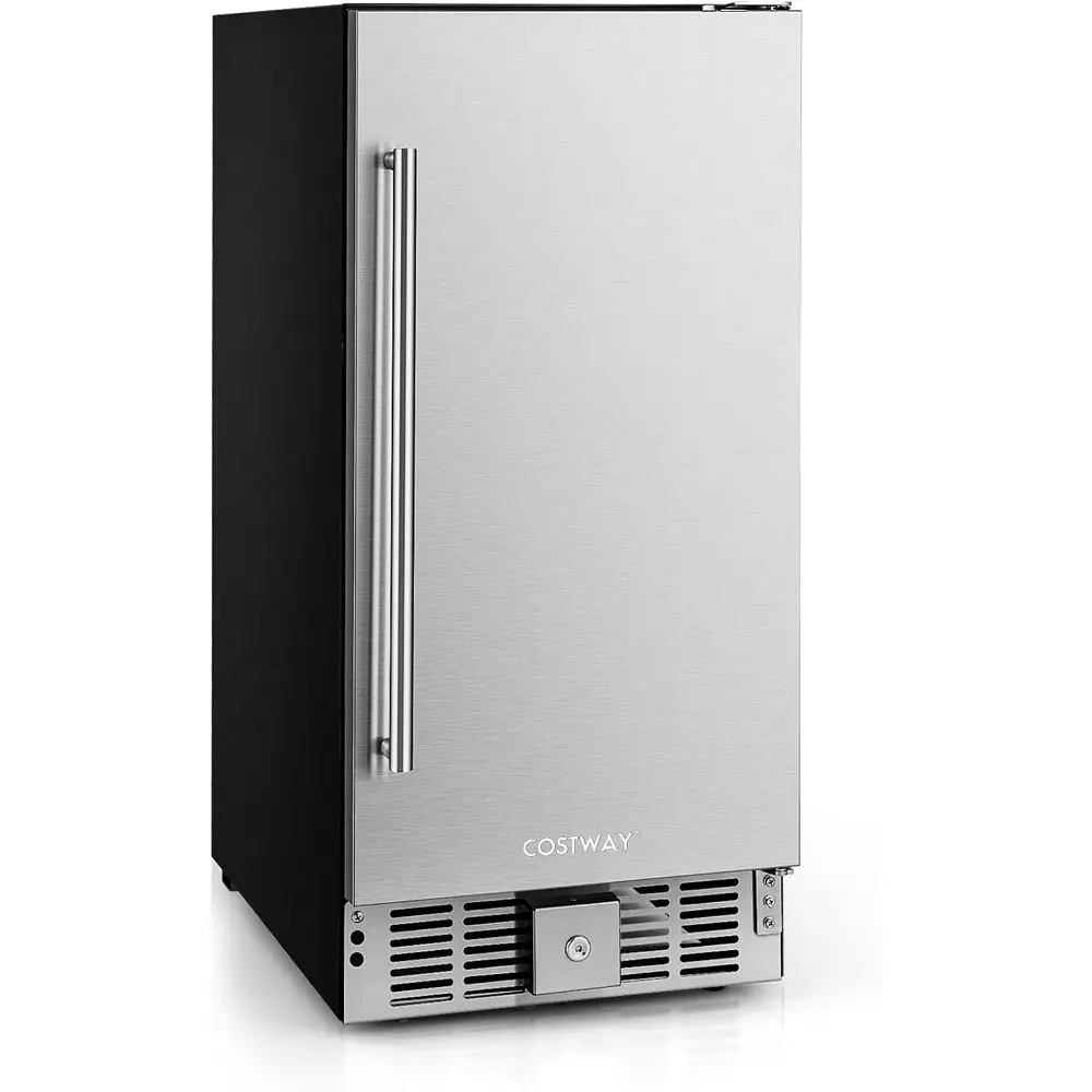 

15 Inch Under-Counter Beverage Fridge with Stainless Steel Door and Removable Shelves for Sodas and Wine