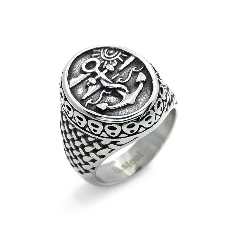 Free Shipping Nordic Sailboat Pirate Ring For Men 316L Stainless Steel Biker Viking Rings