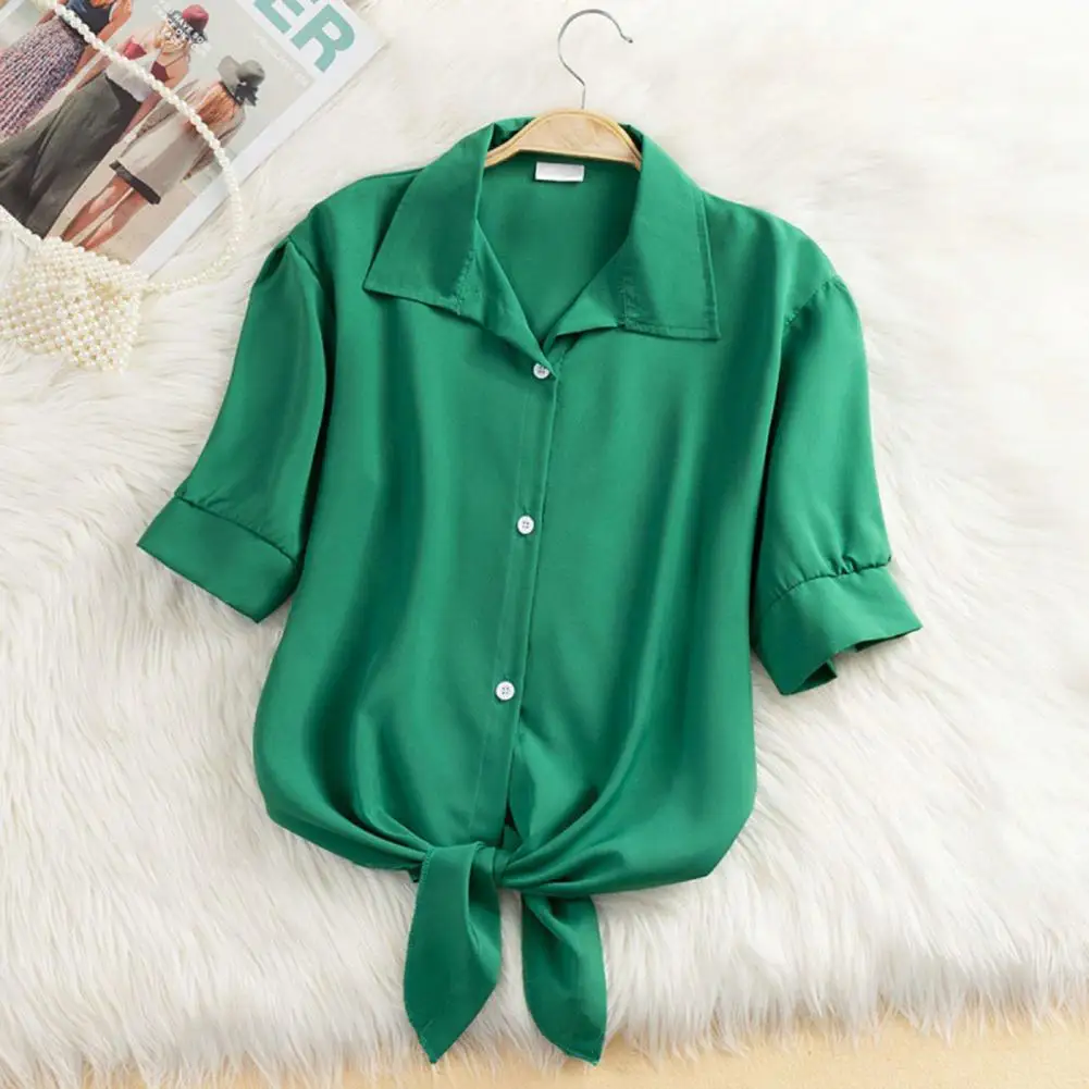 

Casual Chic Women Top Stylish Women's Short Sleeve Blouse for Office Travel Breathable Solid Color Shirt for Daily for Summer