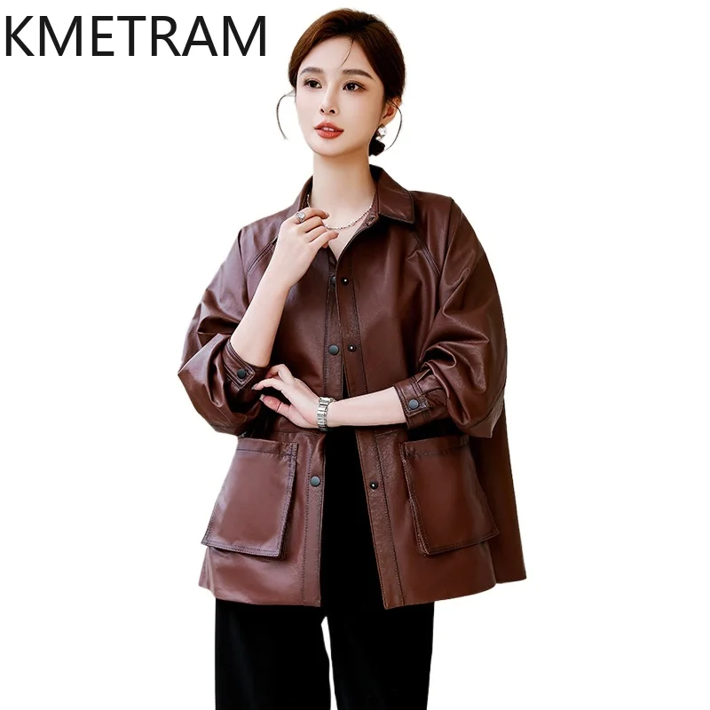 100% First Layer Sheepskin Jacket Woman High Quality Loose Genuine Leather Jackets Women Autumn Ladies Clothes 2025 дубленка