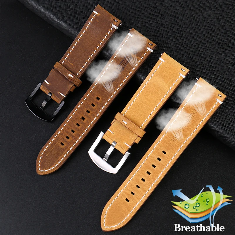 20mm 22mm 24mm Vintage Frosted Leather Watchband for Tissot TSS T116.617 Series 1853 Seiko Citizen Watch Band Strap Bracelet