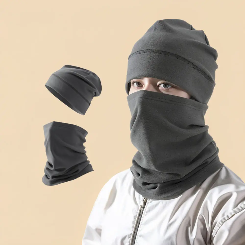 Mens Winter Warm Hat Scarf Set Windproof Thermal Velvet Cycling Balaclava Ear Flap Cap Cold Weather Outdoor Accessories