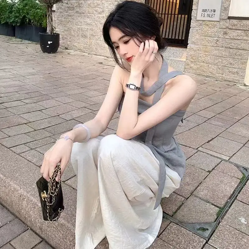 Damski top typu bustier z odkrytymi ramionami na lato 2025 z asymetrycznym wzorem do dojazdów do pracy i stylowych stylizacji