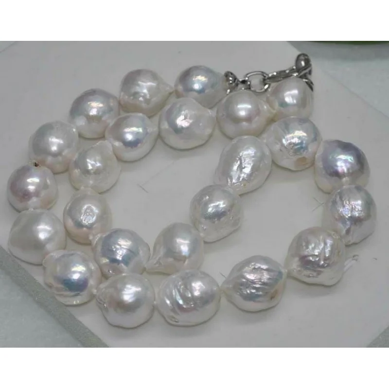 

11-14mm Natural REAL HUGE SOUTH SEA WHITE BAROQUE PEARL NELACE