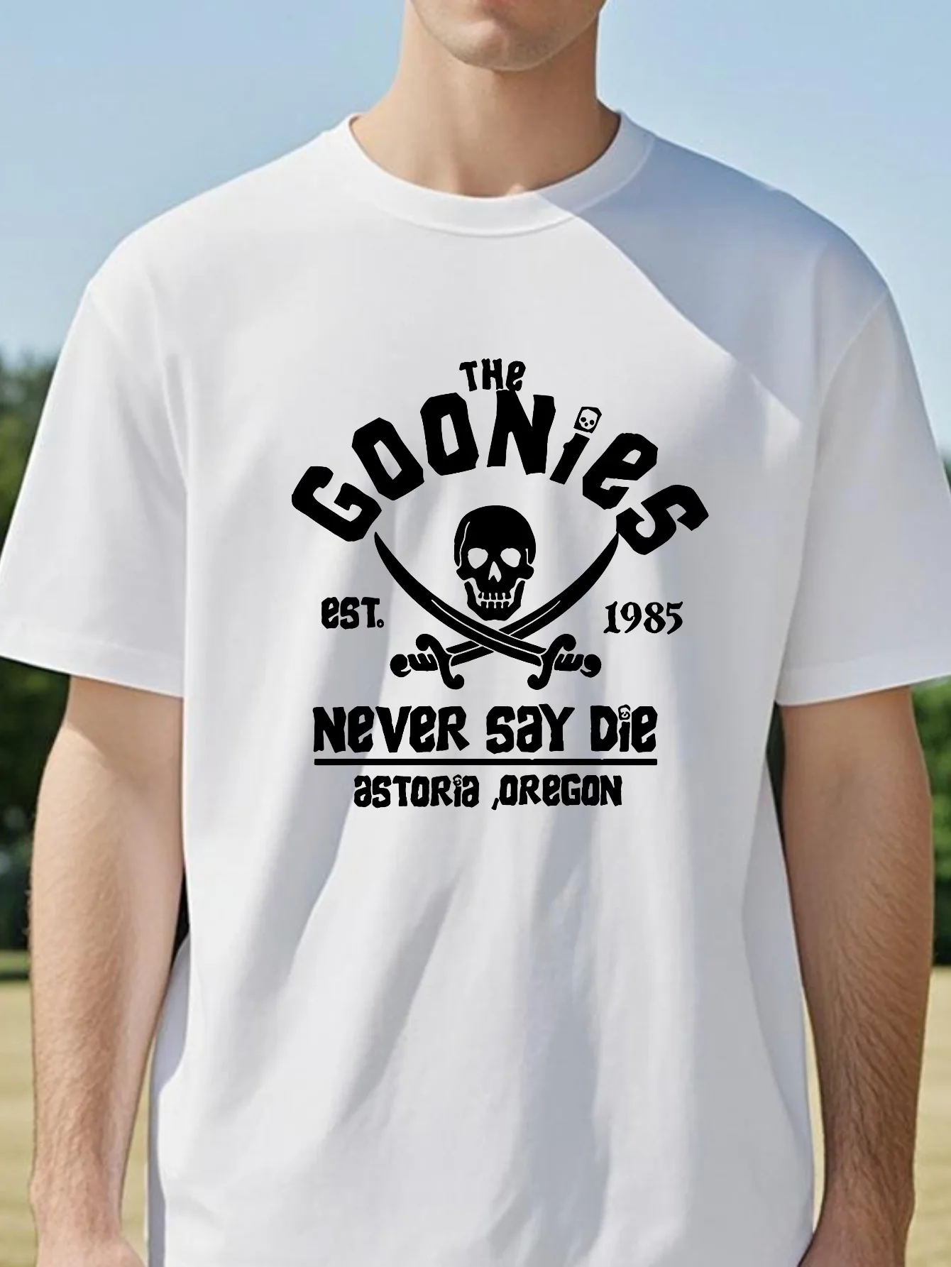 

The Goonies Est 1985 Never Say Die print t shirt fashion Casual Breathable Short Sleeve Tops tee summer o neck tshirt