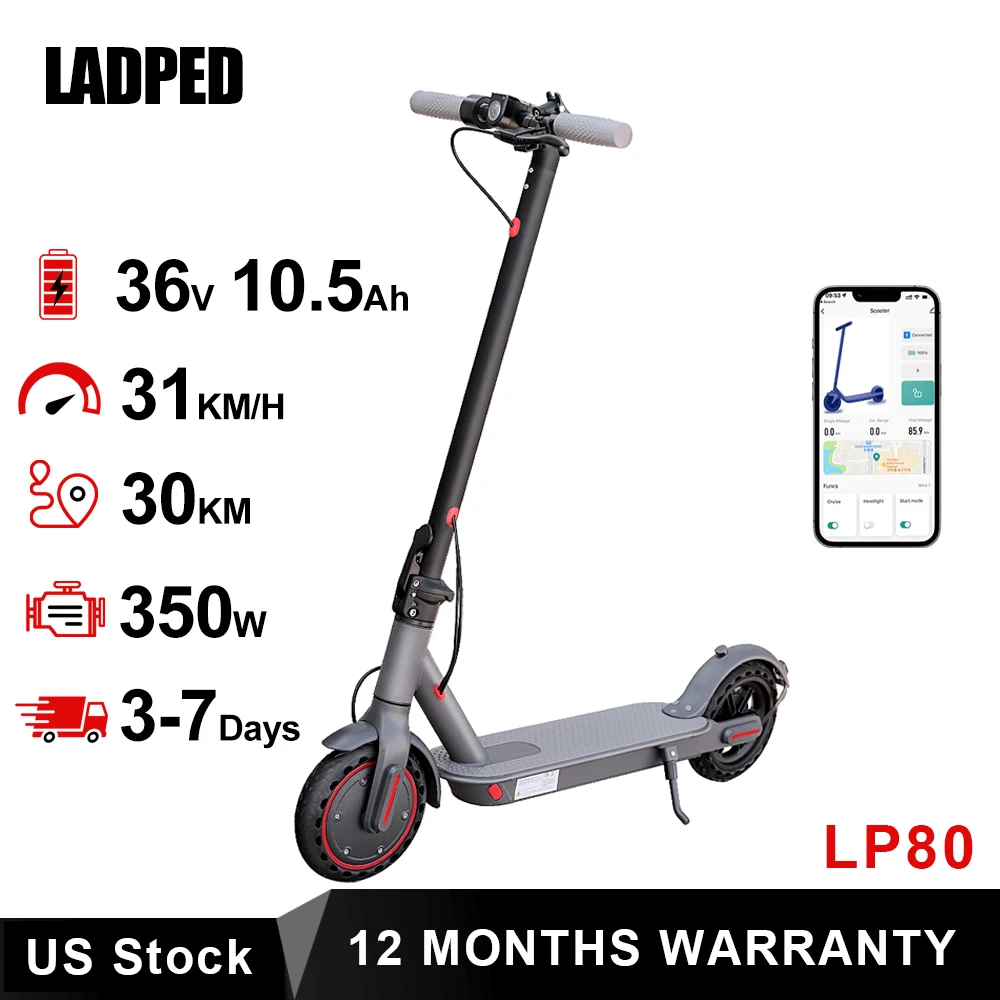 LADPED LP80 Electric Scooter 350W 31km/h APP Smart Scooter Shock-absorbing Anti-skid ‎8.5 Inches Folding Electric Scooter