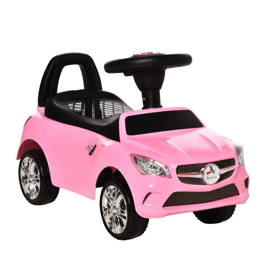

Aosom Ride On Push Car FoFloor Walking Sliding Toy Car for Toddler with Working Horn Music lights and Storage Pink
