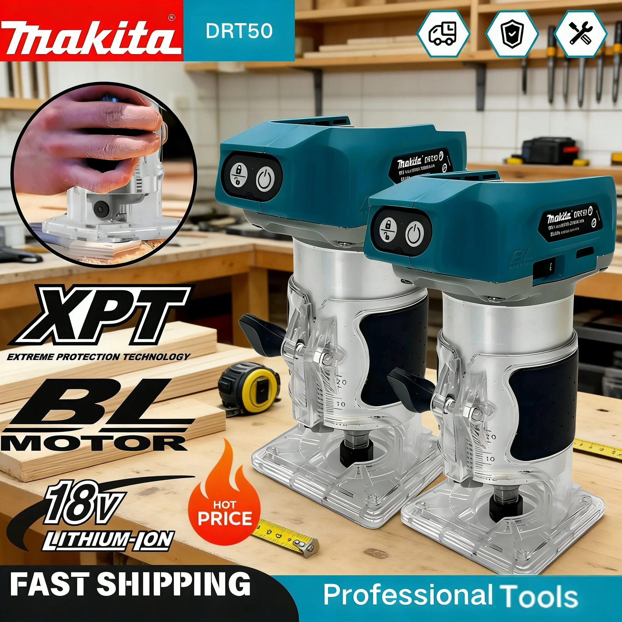 

Makita DRT50 LXT Cordless Trimmer, Brushless Motor, 18V ,Professional Rechargeable Slotting and Milling Tool,Edge trimmer
