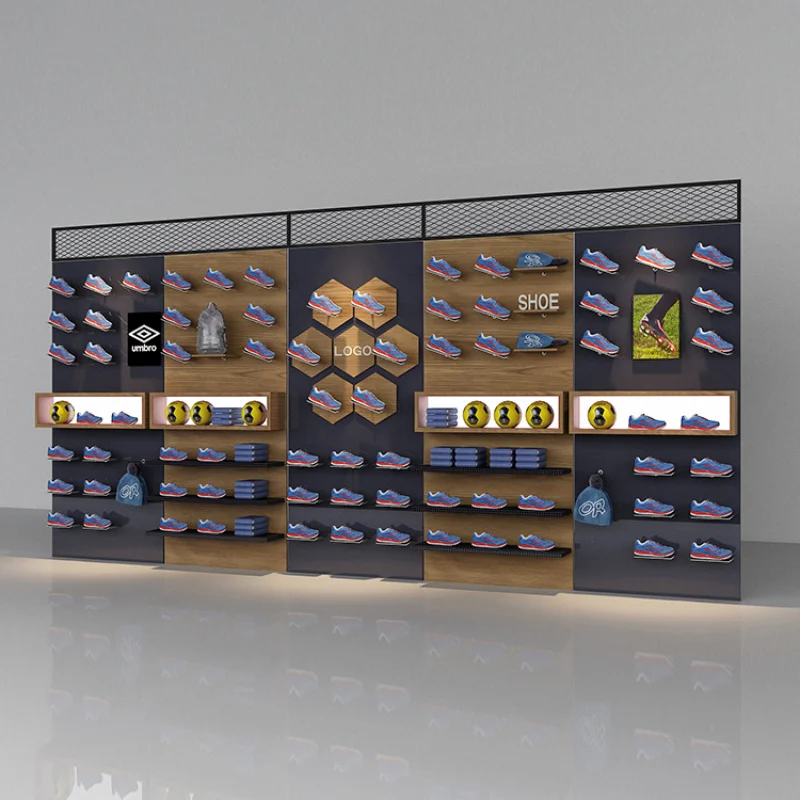 [Customized]Modern retail shoes display shelf ,retail store wood display shelf shoes