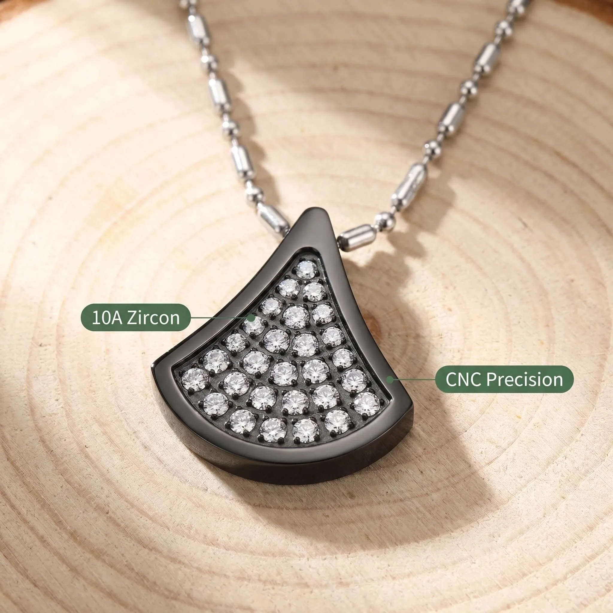 316L Steel Negative Ion Release Necklace Anti-allergy with Sparkling Zircon Bioglass for Health And Fashion Accessory