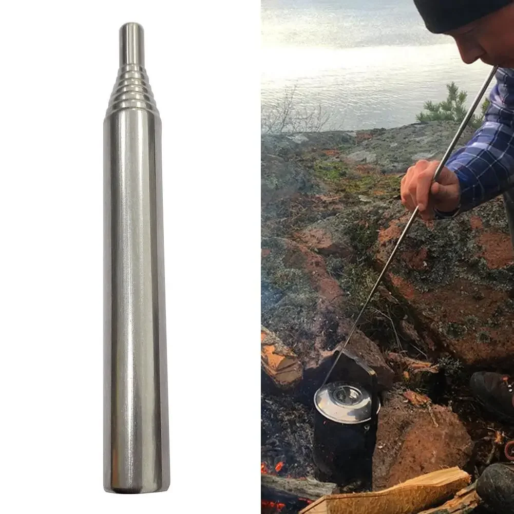 Camping Stainless Steel Fire Blowing Stick Multitool Portable Outdoor Retractable Air Blow Fire Tube Camping Cooking Equipment