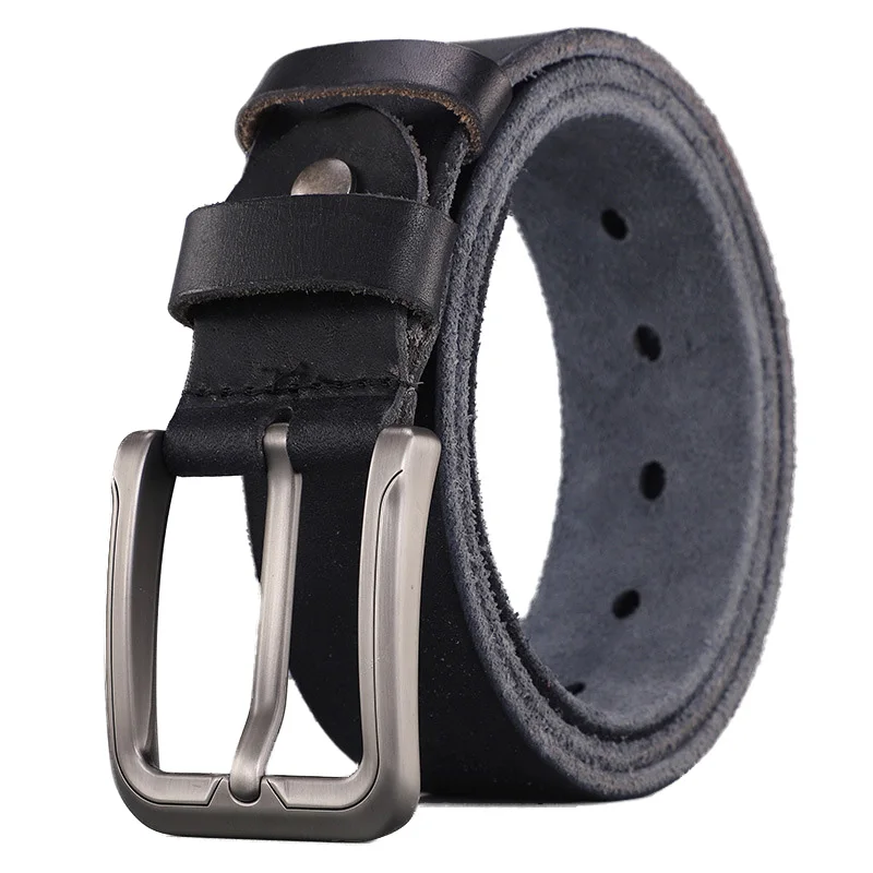 Casual fashionable men's wholesale real leather belt with first layer cowhide retro full grain pure genuine leather belt